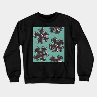 Pattern of button flowers on turquoise green Crewneck Sweatshirt